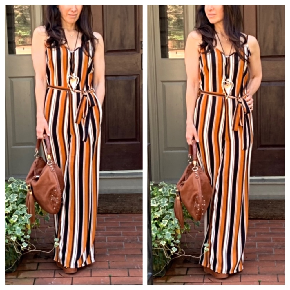 ✨LAST ONE✨multi striped wide leg jumpsuit - Picture 4 of 8